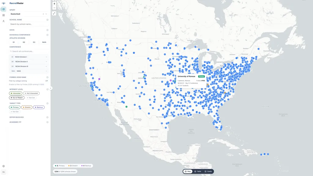 RecruitRadar school map
