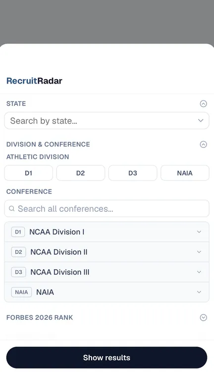 RecruitRadar school search